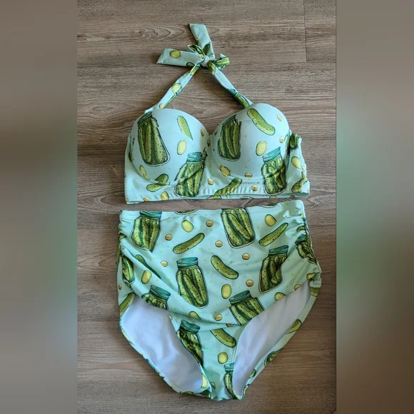 Pickle Print Halter Bikini Set - Picture 3 of 4